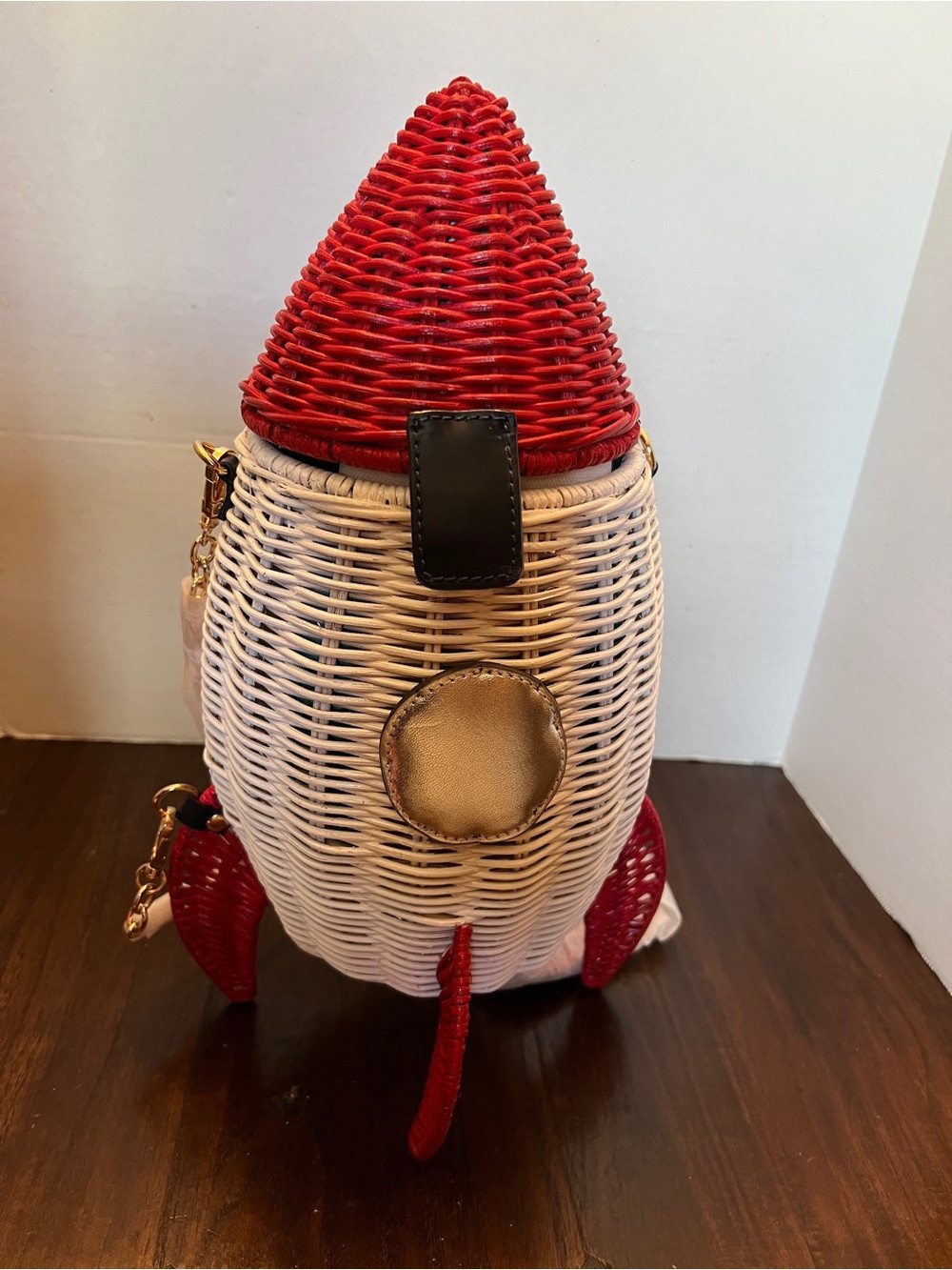 Red & White Woven Rocket Crossbody Bag. Wicker Darling | Poshmark