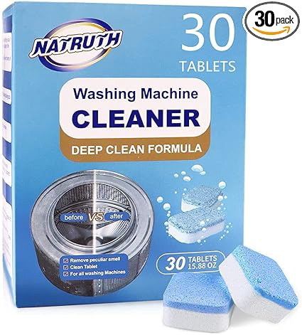 NATRUTH Washing Machine Cleaner Descaler 30 Pack Deep Cleaning Washer cleaner Tablets For HE Fron... | Amazon (US)