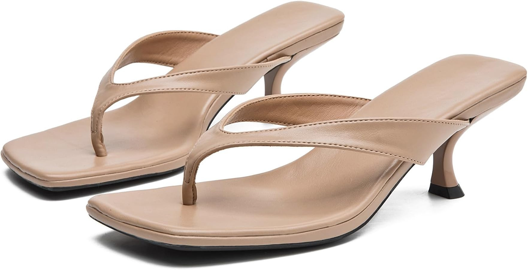 DADAWEN Women's Kitten Heels Thong Sandals Square Open Toe Flip Flop Heels Slip On Fashion Summer... | Amazon (US)