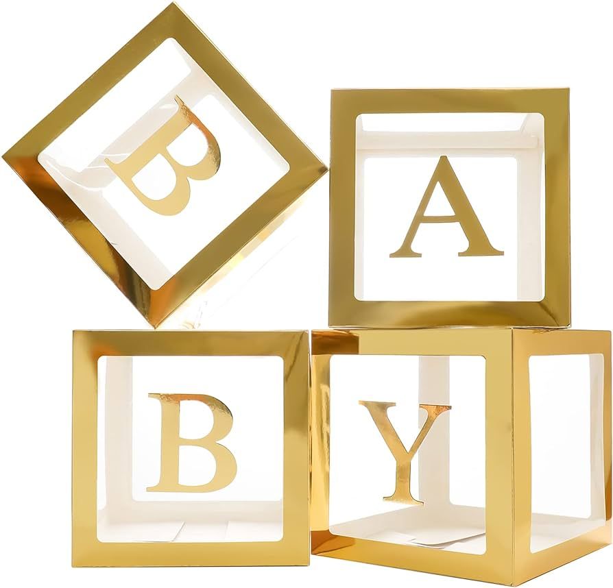 Keencopper Gold Baby Boxes with Letters for Baby Shower, Baby Shower Decorations for Boys or Girl... | Amazon (US)