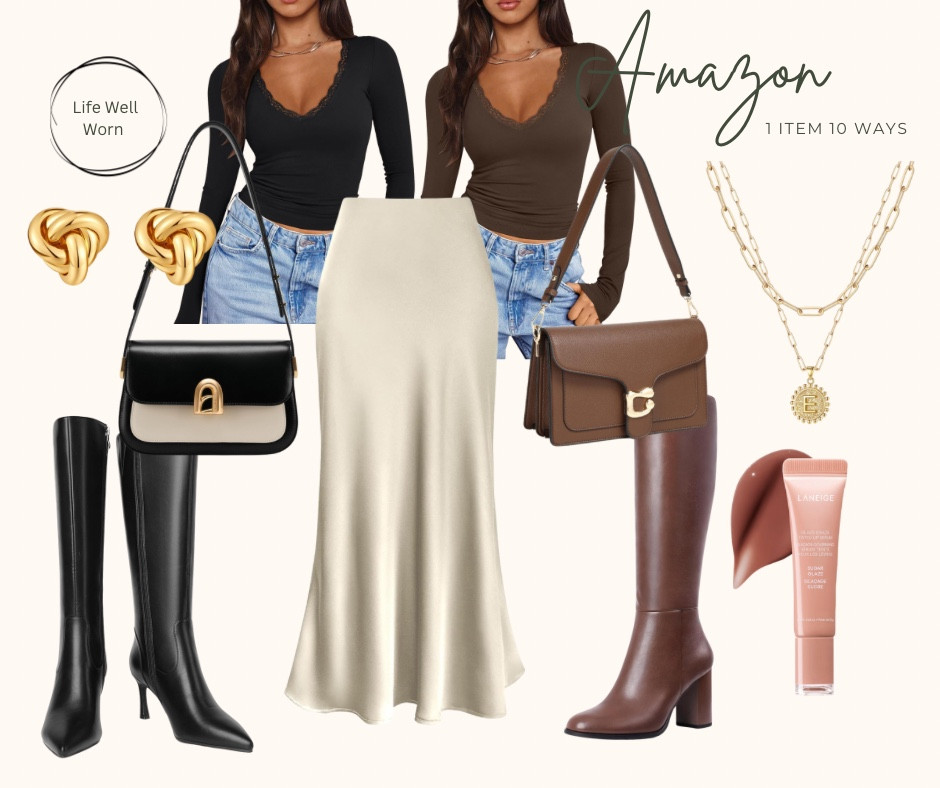Day 7 of styling 1 skirt 10 ways #midiskirt #capsulewardrobe #amazon #amazonfashion 

#LTKootd #LTKStyleTip #LTKFindsUnder50