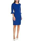 Donna Morgan Women's 3/4 Bell Sleeve Stretch Crepe Sheath Dress, Cornflower, 12 | Amazon (US)