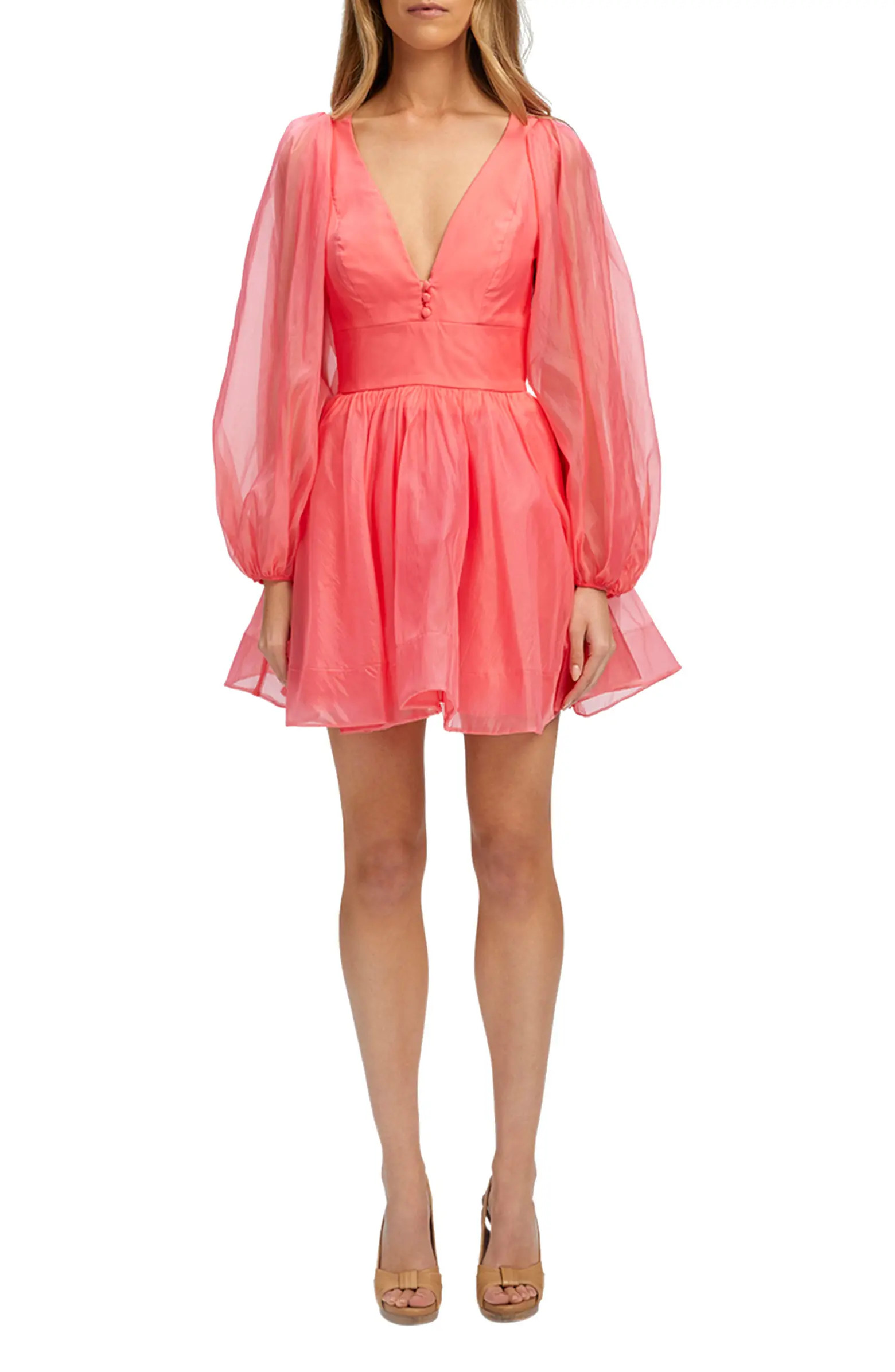 Bardot Eva Long Sleeve Organza Minidress | Nordstrom | Nordstrom