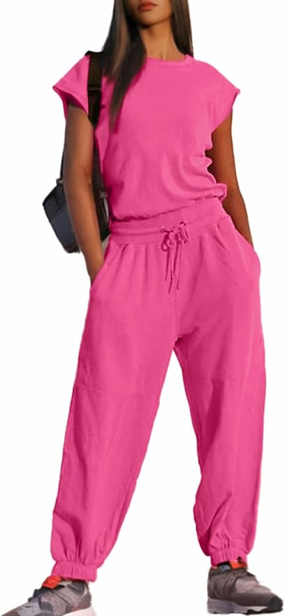 Glamaker Women's Casual Sleeveless One Piece Jumpsuits Loose Open Back Workout Onesie Summer Outf... | Amazon (US)