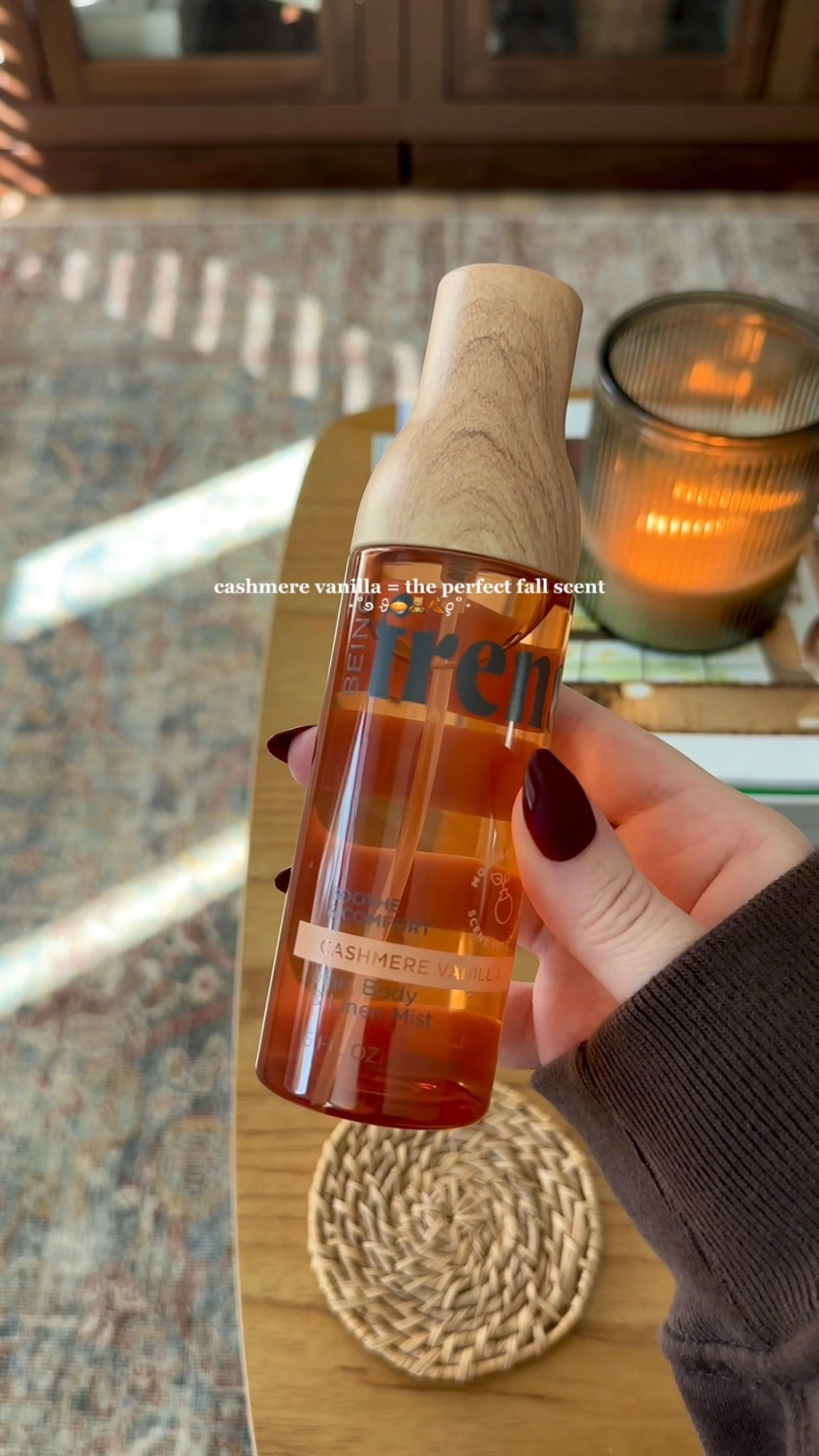 cozy fall body mist, cashmere vanilla. It smells soooo good!

body mist, hair perfume, linen mist, warm vanilla, vanilla scents, cozy fall, fall scents, 

#LTKSeasonal #LTKFindsUnder50 #LTKBeauty