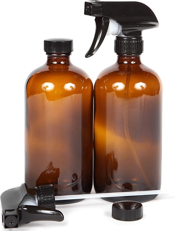 Vivaplex, 2, Large, 16 oz, Empty, Amber Glass Spray Bottles with Black Trigger Sprayers and Lids ... | Amazon (US)