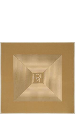 Beige & Off-White Silk Centered Monogram Scarf | SSENSE