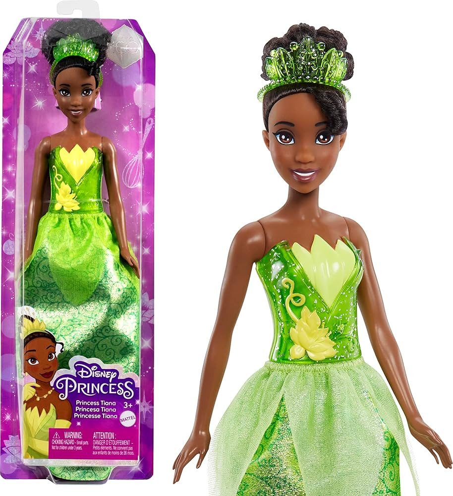 Mattel Disney Princess Toys, Tiana Fashion Doll, Sparkling Look with Brown Hair, Brown Eyes & Tia... | Amazon (US)