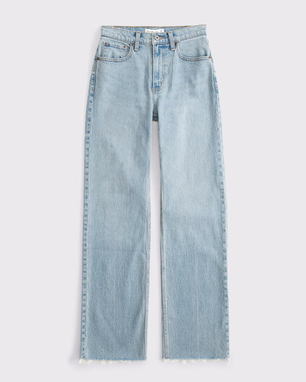 High Rise 90s Relaxed Raw Hem Jean | Abercrombie & Fitch (US)