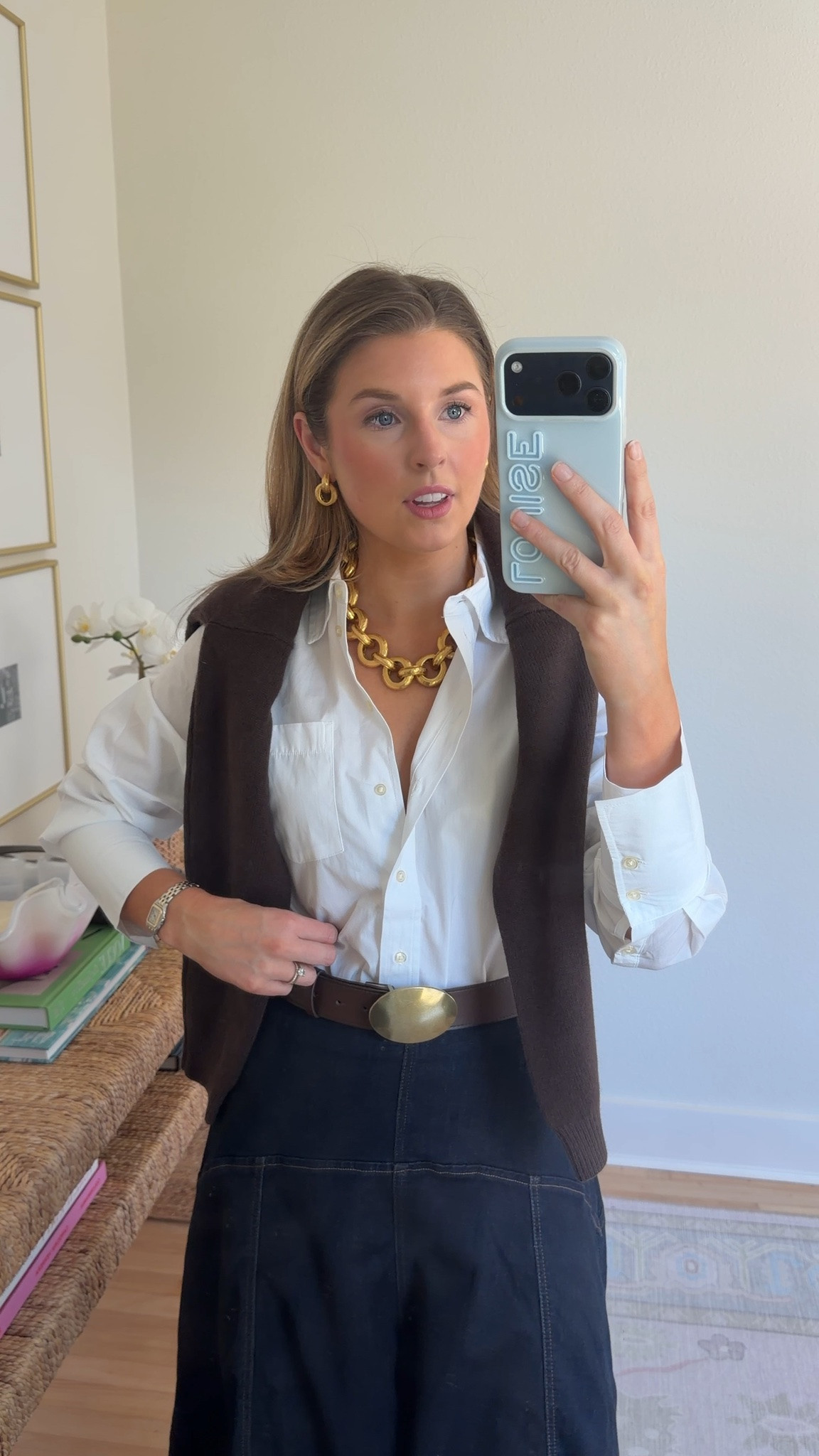 Western fall fit! Wearing an XS in top and skirt