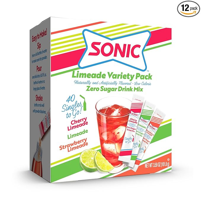 Sonic Singles To Go Limeade Variety Pack, Watertok Powdered Drink Mix, Includes 3 Flavors, Limead... | Amazon (US)