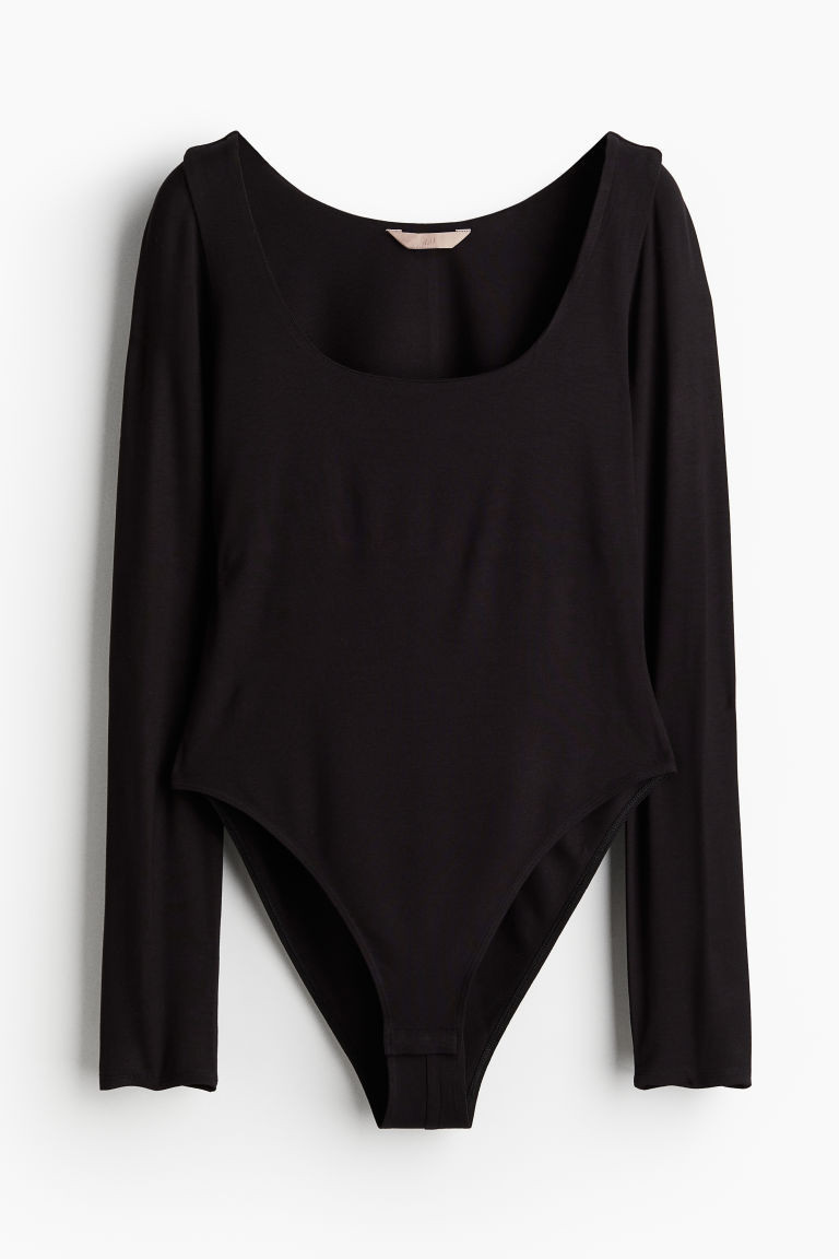 H & M - Long-sleeved Bodysuit - Black | H&M (US + CA)