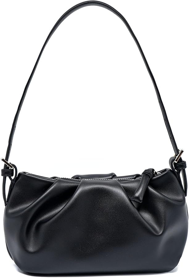 Genuine Leather Shoulder Bag for Women Womens Crossbody Bag Small Ruched Purse | Amazon (US)