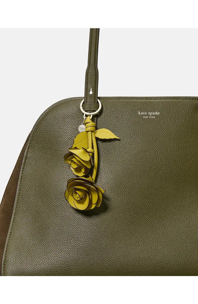 charming smooth leather stacked flowers key fob | Nordstrom