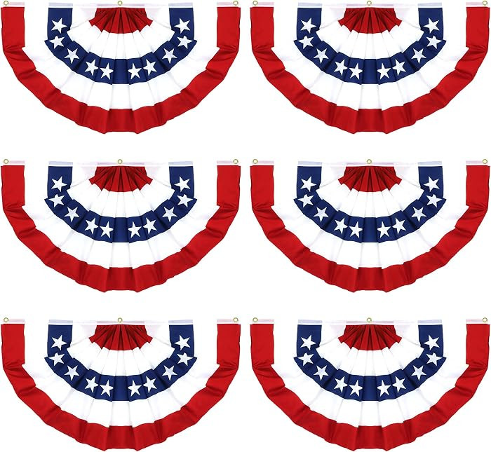 1.5x3 FT American Pleated Fan Flag 6 Pack, Patriotic Half Fan Bunting Flag, Patriotic Decorations... | Amazon (US)