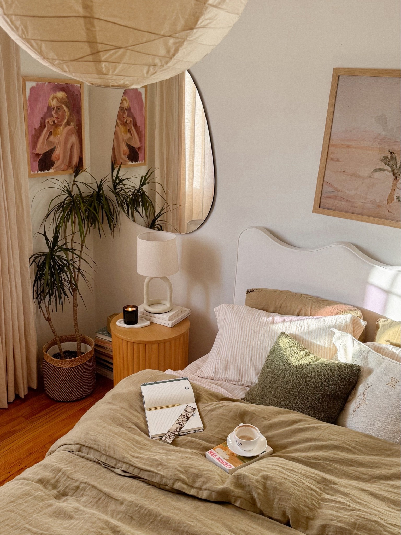 A few little bedroom details that make home feel extra cozy lately. Soft linen bedding, warm lighting, and vintage pieces I never get tired of.

Cozy bedroom, green linen bedding, paper pendant light, vintage wall art, wavy headboard, neutral bedroom, organic modern, cozy home decor, bedroom inspiration, calming bedroom

#LTKHome