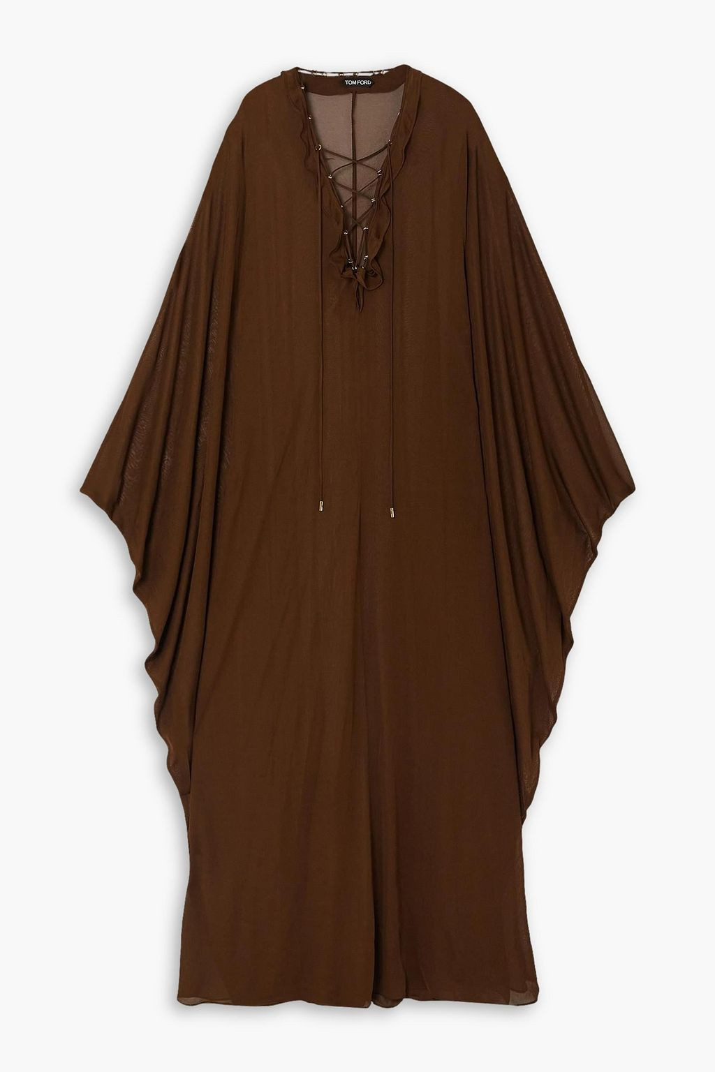 Ruffled lace-up chiffon gown | The Outnet (US and CA)