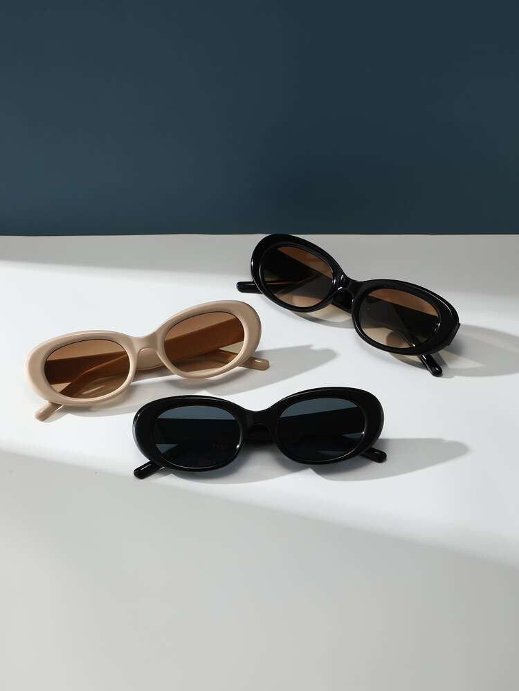 3pairs Women Oval Frame Tinted Lens Boho Sunglasses, For Outdoor | SHEIN