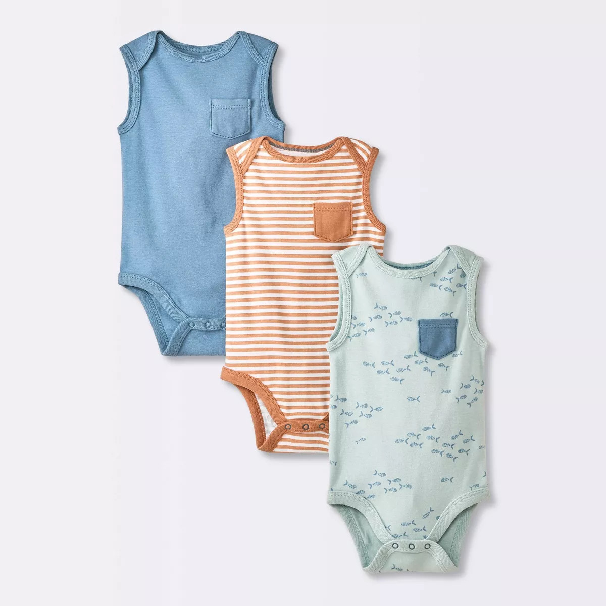 Baby Boys' 3pk Sleeveless Pocket Bodysuit - Cloud Island™ Blue | Target