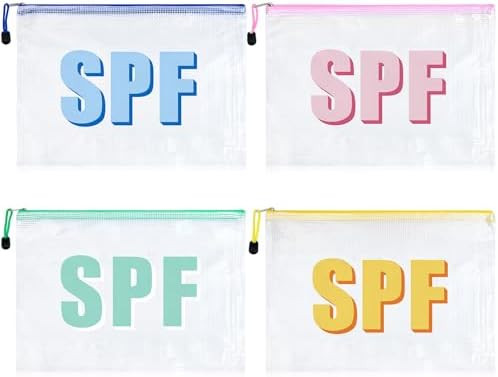 SOIDRAM 4PCS SPF Makeup Bag Clear Zippered SPF Bag Cosmetic Pouch Waterproof Travel Toiletry Orga... | Amazon (US)