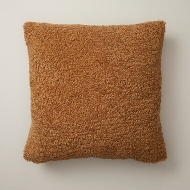OUI SHAGGY FAUX-FUR PILLOW COVER CAMEL 18” X 18” | Indigo (CA)