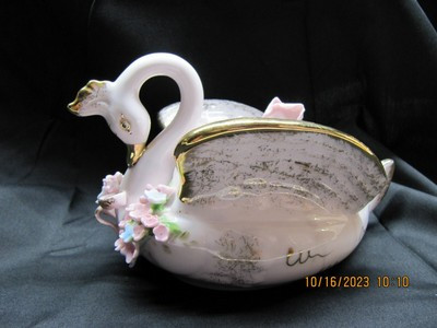 Vintage Lefton Pink Swan Ring/Trinket Dish W/gold Leaf Hand Painted In Japan | eBay US