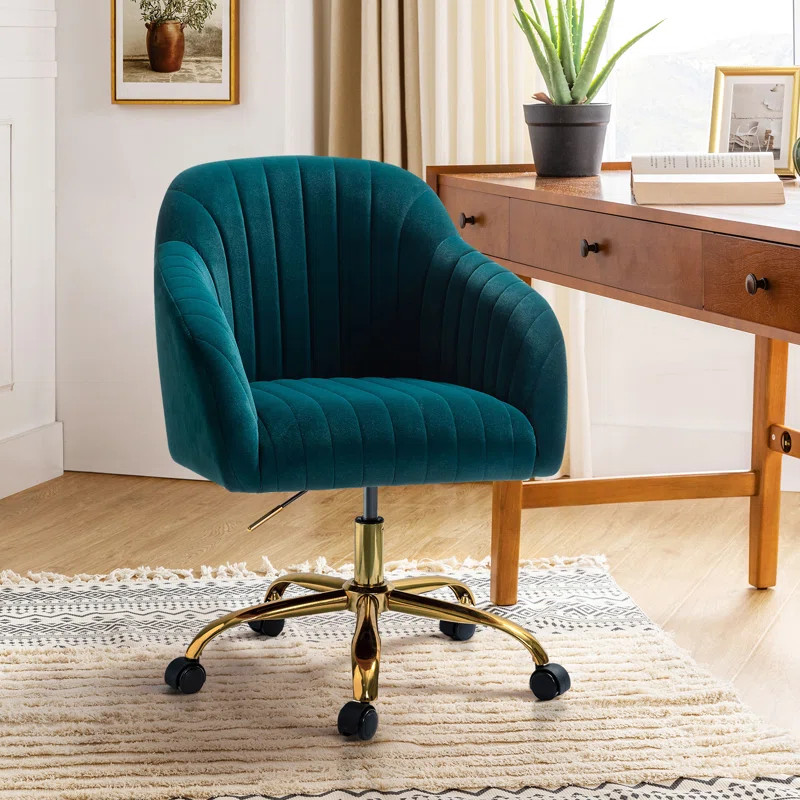 Adan Modern Velvet Task Chair withWood Frame and Back | Wayfair North America