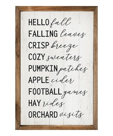 White 'Hello Fall' Favorites Framed Wall Sign | Zulily