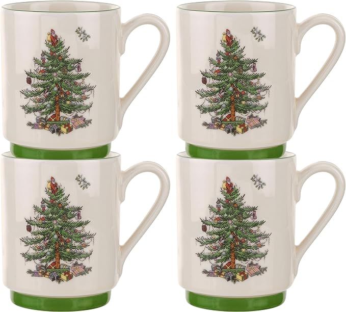 Spode Christmas Tree Stacking Mugs| Set of 4| Holiday Coffee Cups| 12-Ounce Capacity| Use for Tea... | Amazon (US)
