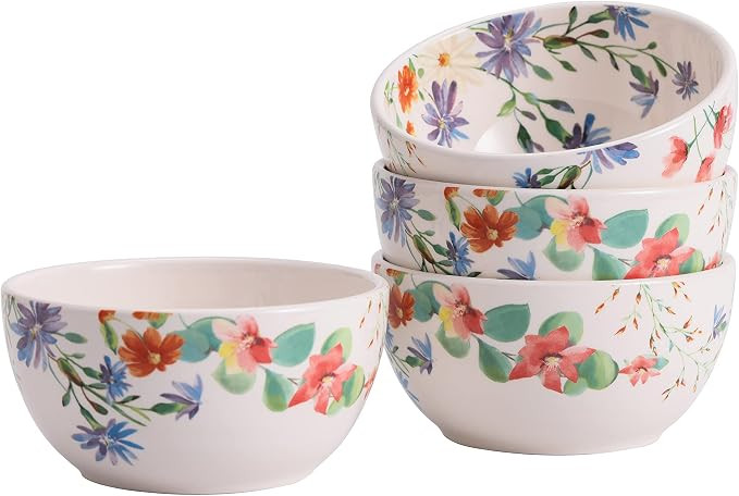 Bico Summer Provence Cereal Bowls Set of 4, 26 oz Deep Ceramic Soup Bowls for Cereal, Salad, Nood... | Amazon (US)