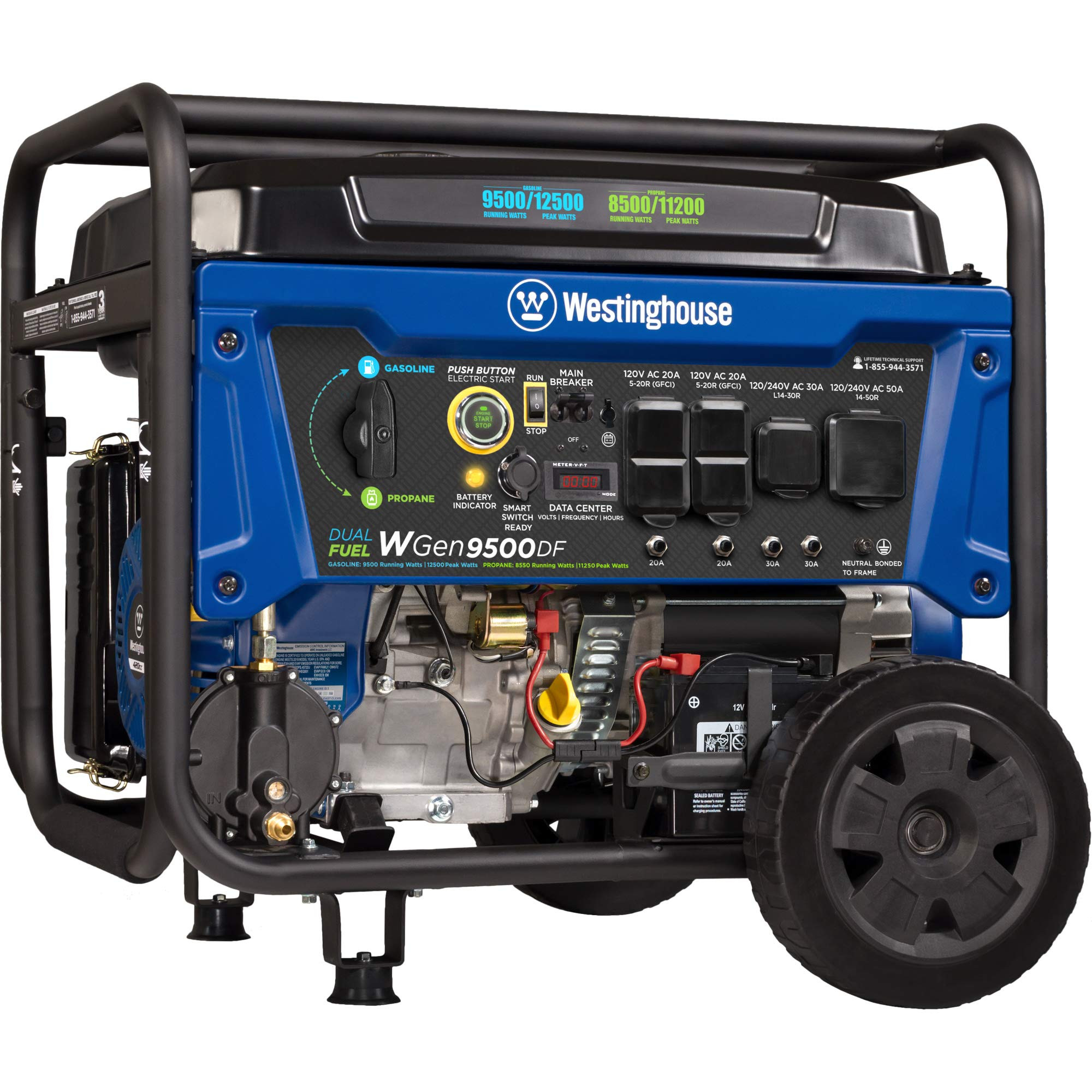 Amazon.com: Westinghouse WGen9500DF Dual Fuel Home Backup Portable Generator, 12500 Peak Watts & 950 | Amazon (US)