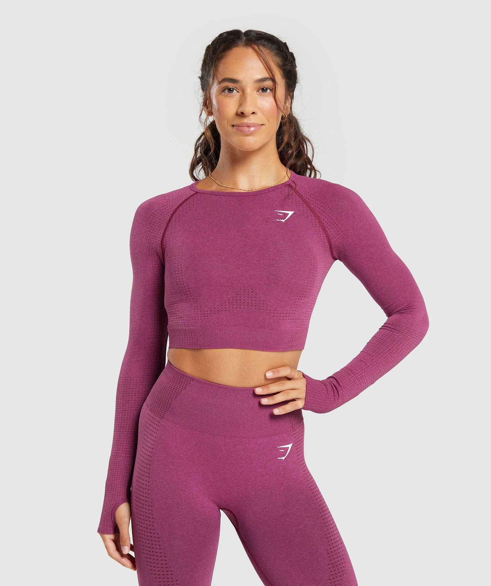 Gymshark Vital Seamless 2.0 Crop Top - Plum Pink Marl | Gymshark (Global)
