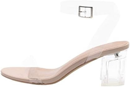 Cape Robbin Wisdom Clear Chunky Block Low Heels for Women, Transparent Strappy Open Toe Shoes Hee... | Amazon (US)