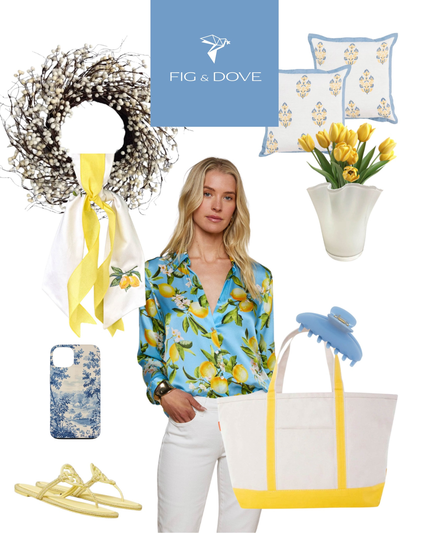 When life gives you lemons… style your front door to match 🍋

From sunny sash details to cheerful seasonal accessories, this lemon-inspired look brings effortless charm inside and out. Our embroidered lemon wreath sash is the perfect pop of color for summer.
⁠
🟡 Pair with our favorite Fig & Dove pieces:

💛Lemon Embroidered Sash 
💛Linen yellow ribbon
💛White berry wreath
💛tote for all your essentials
💛Fluted vase to brighten your interior
⁠
Your front door deserves to feel as fresh as you do—style it with intention. ✨🍋🌿
⁠
#WreathSash #FigAndDoveStyle #FrontDoorStyling #SouthernHomeEntryway #LuxuryWreath #LemonDecor #SeasonalStyle #StyleYearRound #SummerFrontDoor #ElevatedEverydayDecor #MadeToLast