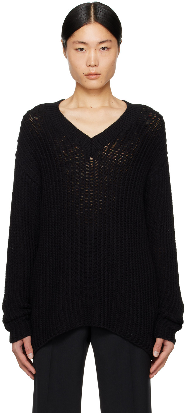 COMMAS Black V-Neck Sweater | SSENSE