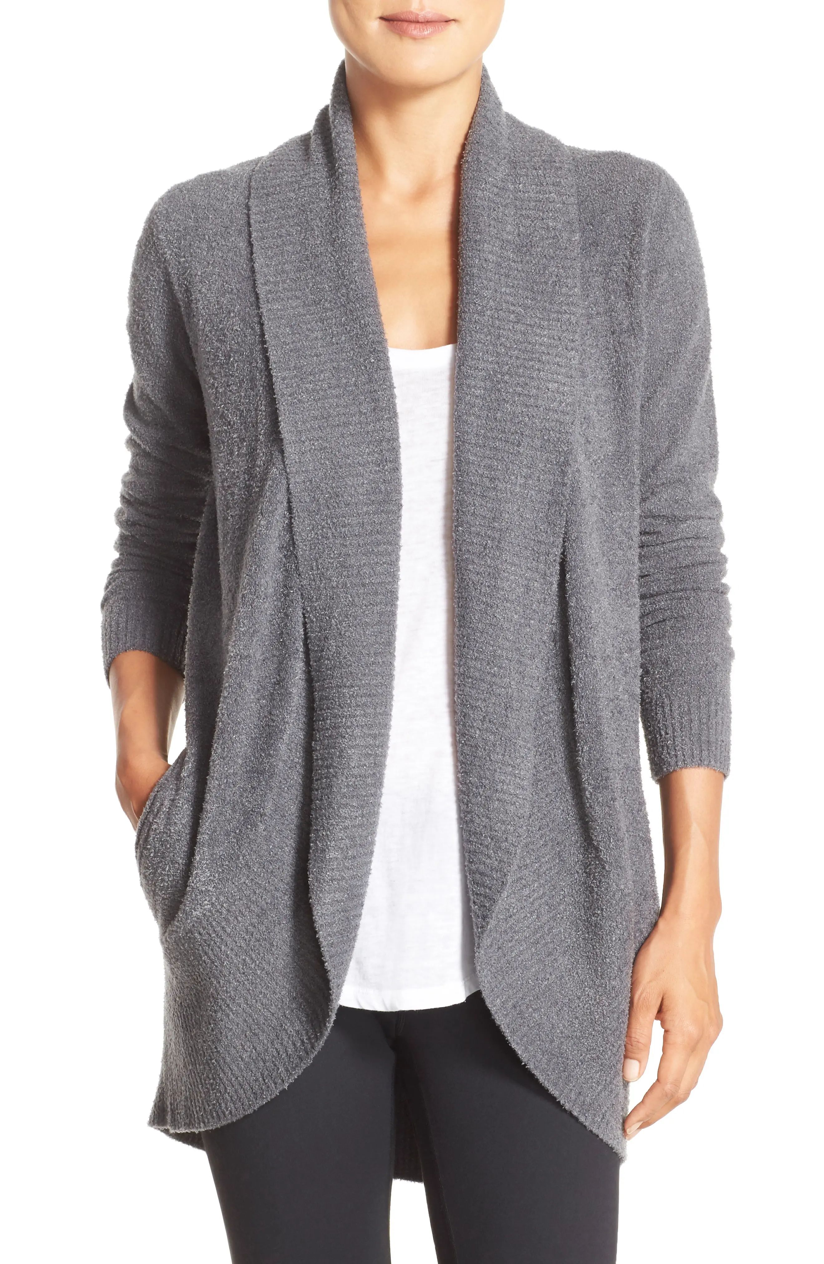 Women's Barefoot Dreams Cozychic Lite Circle Cardigan, Size Medium - Grey | Nordstrom