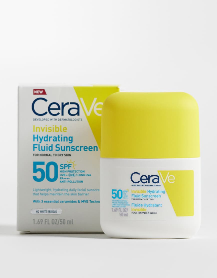 CeraVe Invisible Hydrating Fluid Sunscreen SPF 50 50ml-No colour | ASOS (Global)