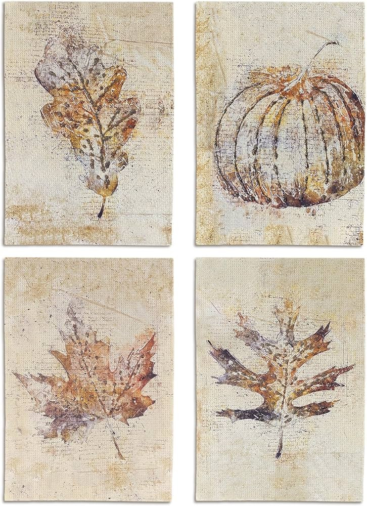 Fall Kitchen Towels,Farmhouse Kitchen Towels,Vintage Fall Pumpkin Maple Leaf Waffle Weave Kitchen Towels Microfiber 16x24 Inch,Fall Kitchen Decor,Fall Dish Towels Hand Towels for Kitchen,Set of 4 | Amazon (US)