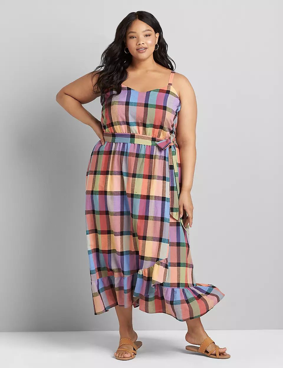 Sleeveless Cami Plaid Midi Dress | Lane Bryant (US)