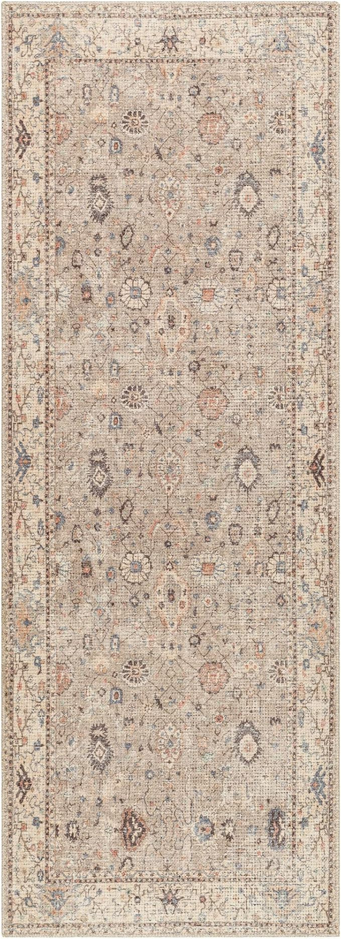 SURYA Becki Owens x Davina Damask Area Rug , 2'7" x 7'3", Khaki | Amazon (US)