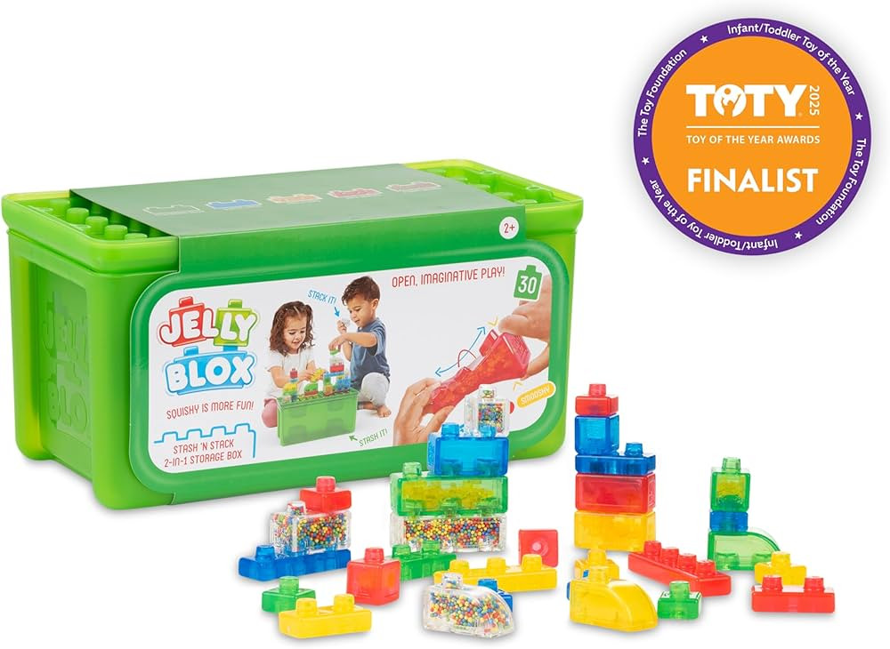 Jelly Blox Stash 'N Stack 2-in-1 Storage Case Including 30 Blocks | Toddler & Preschool Building ... | Amazon (US)
