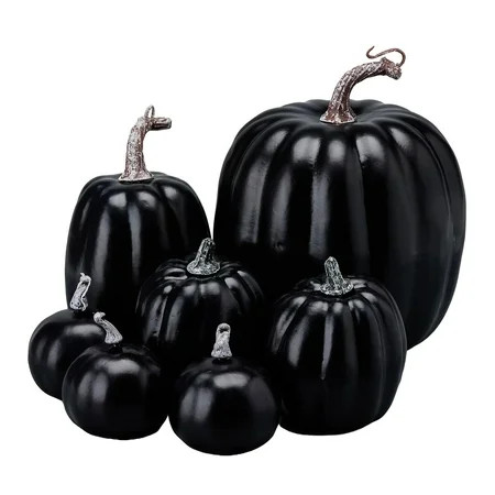 Interior Decoration New Pattern 7 Pieces Pumpkins Black Fall Decoration Garden | Walmart (US)