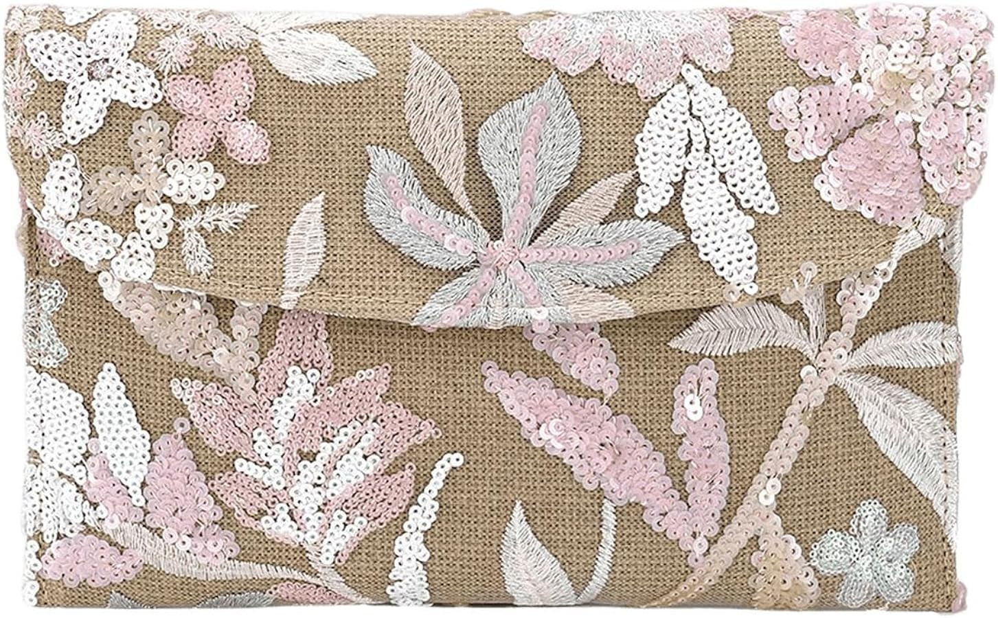 Verdusa Women's Floral Embroidery Sequin Evening Clutch Bags Party Purses | Amazon (US)