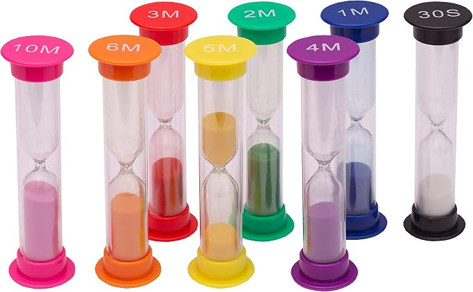 Sand Timer for Kids Set of 8 Small Colorful (Multi) Hour Glass Acrylic Covered Clock 30Sec 1Min 2... | Amazon (US)