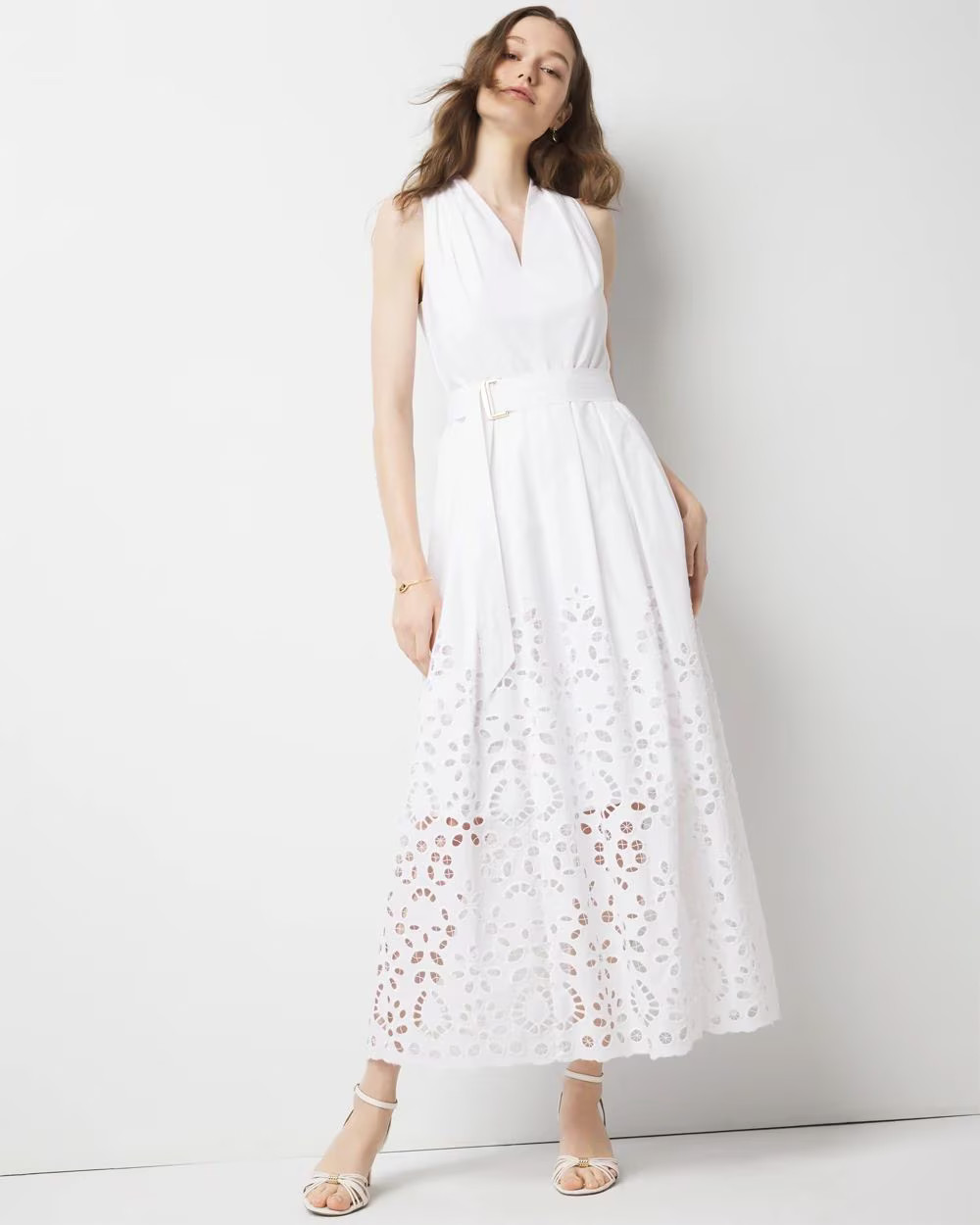 Eyelet Hem Midi Dress | White House Black Market