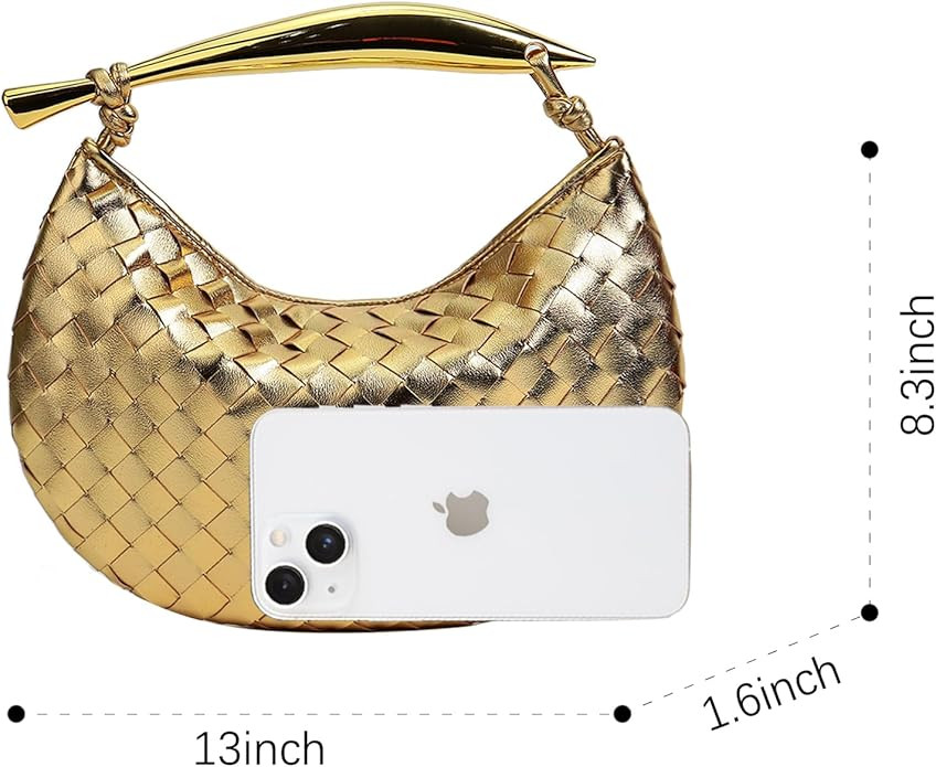 FEOFFS Woven Leather Hobe Dumpling Bag Dinner Handbag For Women Purse Hobo Bag Knotted Woven Clut... | Amazon (US)