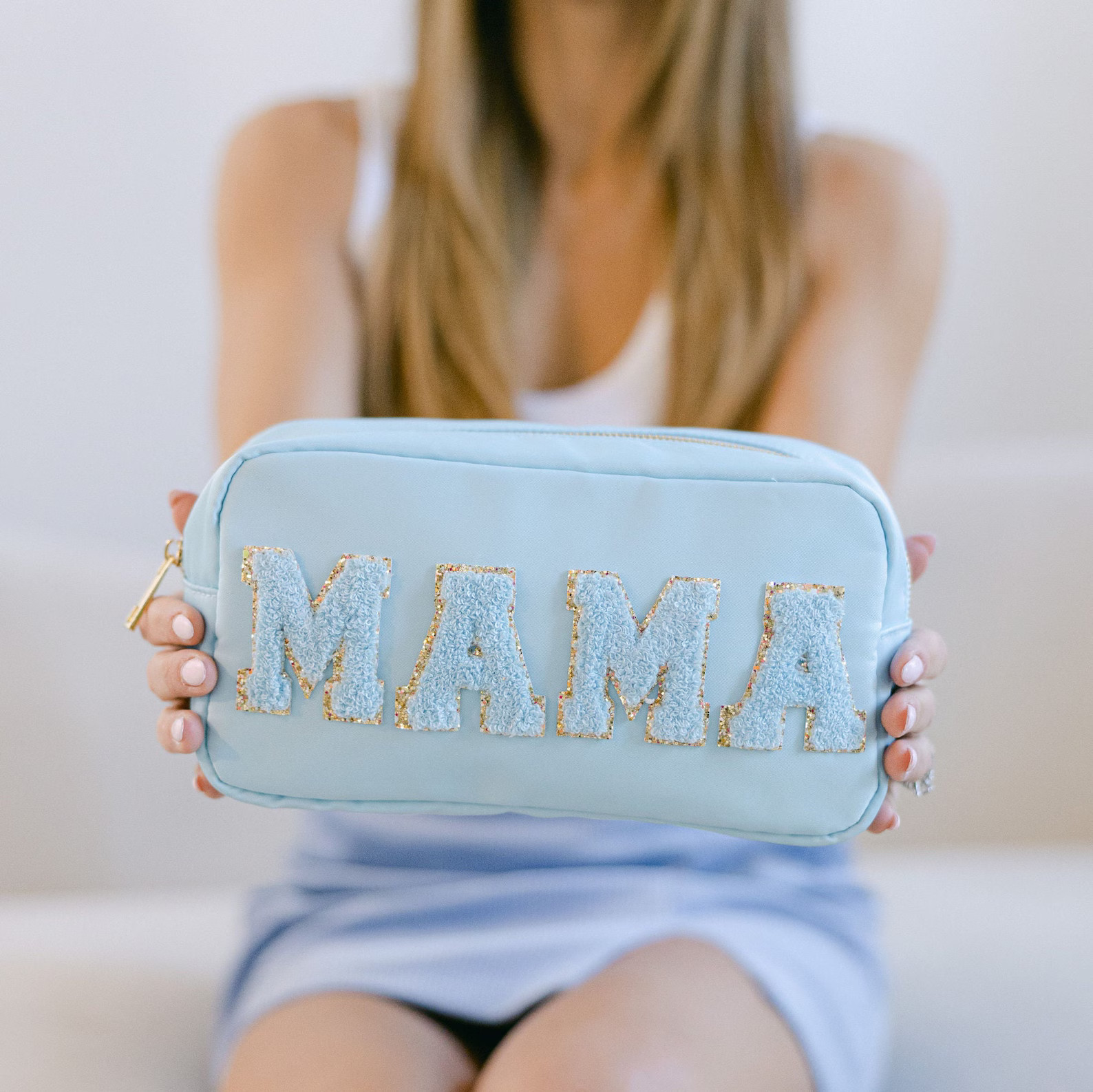 Personalized Nylon LARGE Cosmetic Bag Chenille Letter Patch Makeup Bag Customized Travel Bag Brid... | Etsy (US)