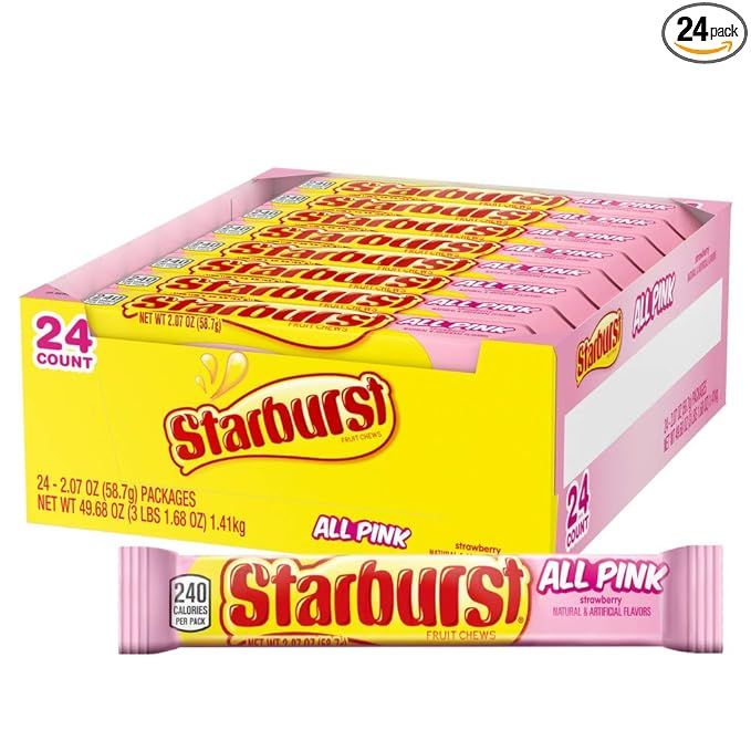 STARBURST All Pink Fruit Chews Candy Bulk Pack, 2.07 oz (Pack of 24) | Amazon (US)
