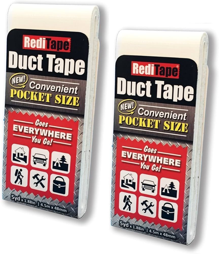 Travel Size White Duct Tape 2-Pack - Pocket Size Flat Mini Roll - for Repairs Outdoors Emergency ... | Amazon (US)