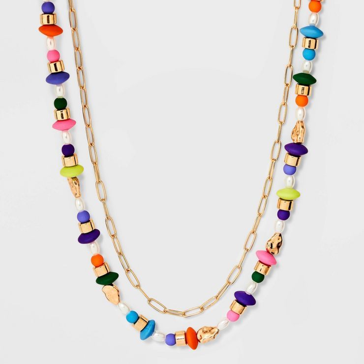 Beaded Paperclip Multi-Strand Necklace - A New Day™ | Target